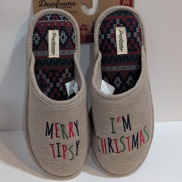 dearfoams Other - NWT Medium 9-10 Dearfoams Cozy Comfort Merry Tipsy I'm Christmas Slippers